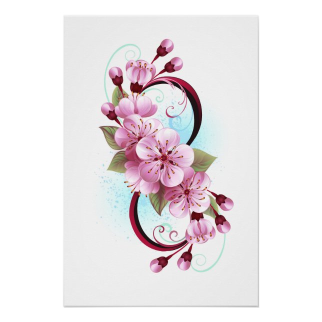 Unendlichkeit mit Sakura Blossom-Blume Poster (Vorderseite)