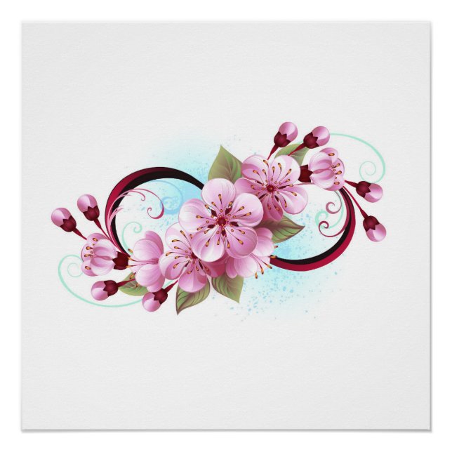 Unendlichkeit mit Sakura Blossom-Blume Poster (Vorderseite)