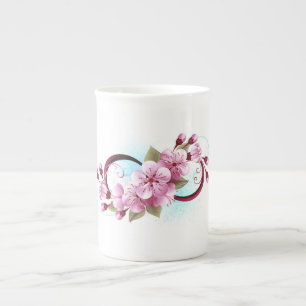 Unendlichkeit mit Sakura Blossom-Blume Prozellantasse