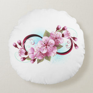 Unendlichkeit mit Sakura Blossom-Blume Rundes Kissen