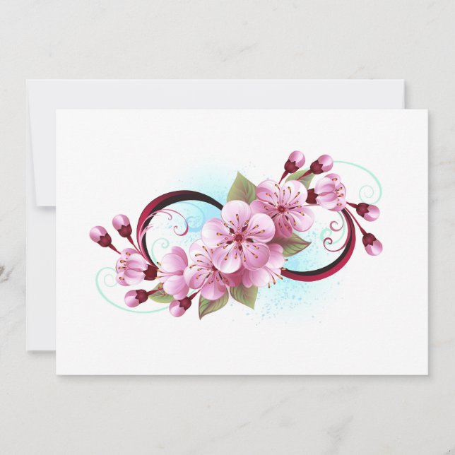 Unendlichkeit mit Sakura Blossom-Blume Save The Date (Vorderseite)