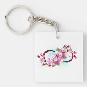Unendlichkeit mit Sakura Blossom-Blume Schlüsselanhänger
