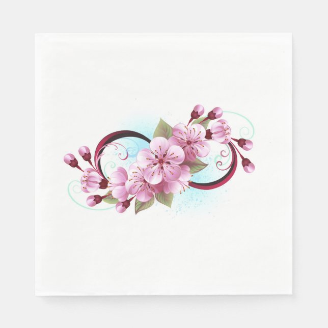 Unendlichkeit mit Sakura Blossom-Blume Serviette (Vorderseite)