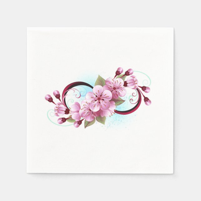 Unendlichkeit mit Sakura Blossom-Blume Serviette (Vorderseite)