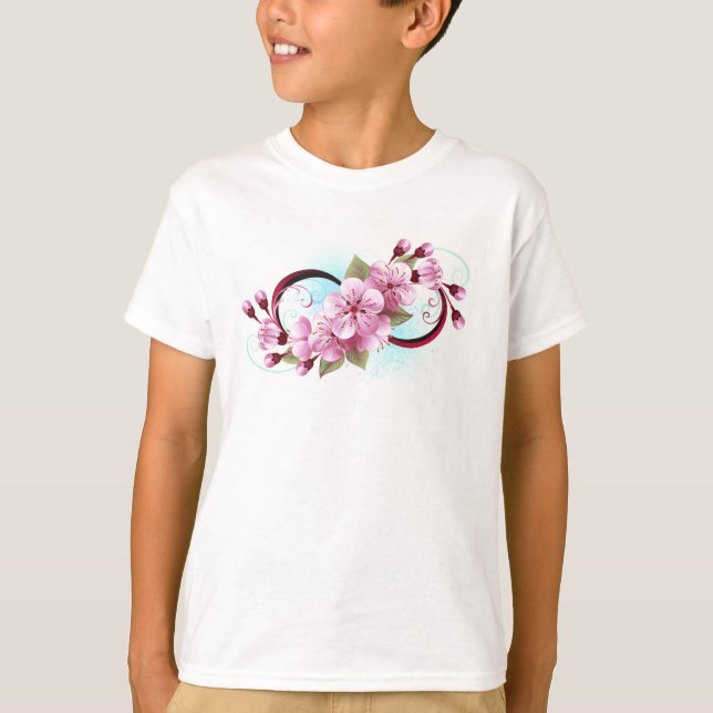 Unendlichkeit mit Sakura Blossom-Blume T-Shirt (Vorderseite)