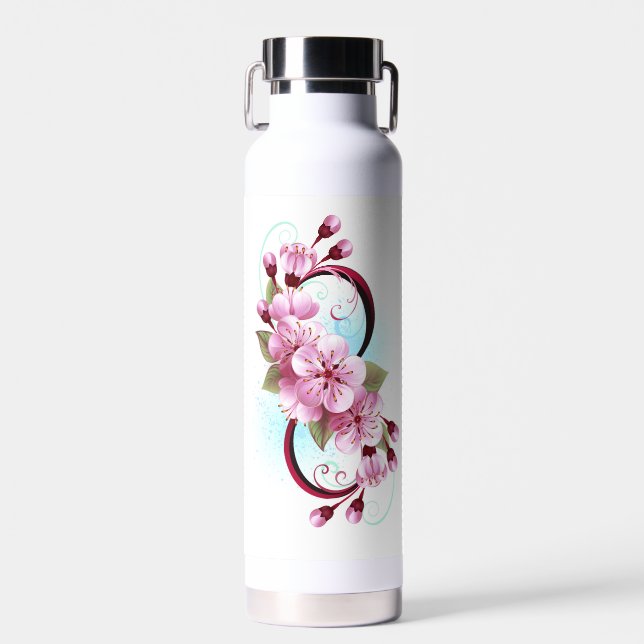 Unendlichkeit mit Sakura Blossom-Blume Trinkflasche (Vorne)