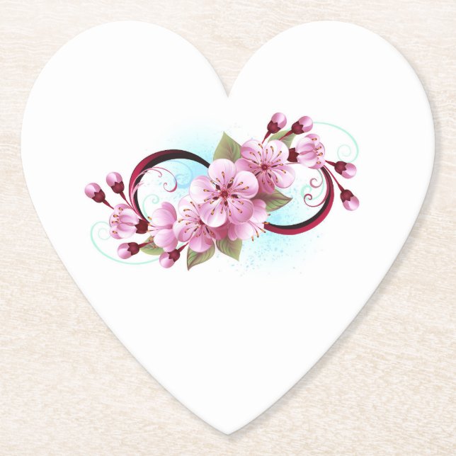 Unendlichkeit mit Sakura Blossom-Blume Untersetzer (Vorderseite)