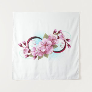 Unendlichkeit mit Sakura Blossom-Blume Wandteppich