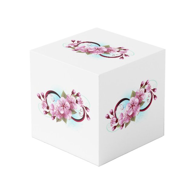 Unendlichkeit mit Sakura Blossom-Blume Würfel (Vorderseite Schrägansicht)