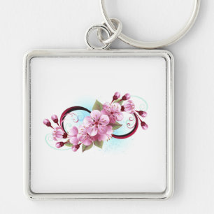 Unendlichkeit mit Sakura-Blüten Schlüsselanhänger