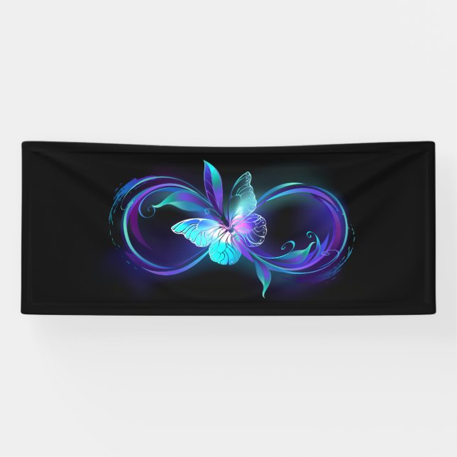 Unendlichkeit mit Zauberschmetterling glänzen Banner (Horizontal)