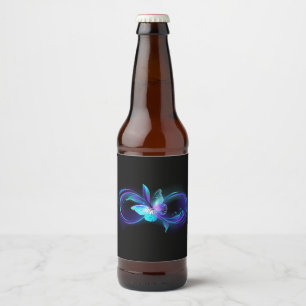 Unendlichkeit mit Zauberschmetterling glänzen Bierflaschenetikett