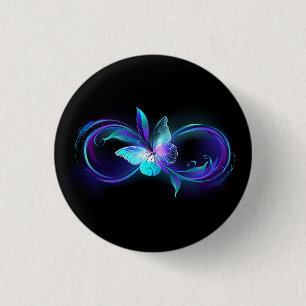Unendlichkeit mit Zauberschmetterling glänzen Button