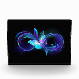 Unendlichkeit mit Zauberschmetterling glänzen Fotoblock