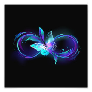 Unendlichkeit mit Zauberschmetterling glänzen Fotodruck