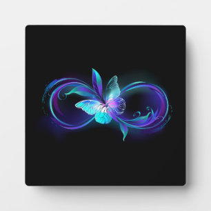 Unendlichkeit mit Zauberschmetterling glänzen Fotoplatte