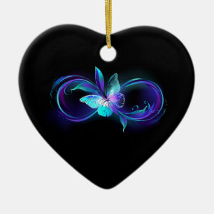Unendlichkeit mit Zauberschmetterling glänzen Keramik Ornament
