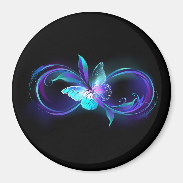 Unendlichkeit mit Zauberschmetterling glänzen Magnet (Vorne)