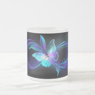 Unendlichkeit mit Zauberschmetterling glänzen Mattglastasse