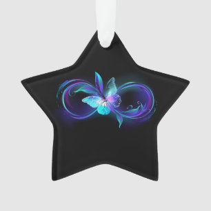 Unendlichkeit mit Zauberschmetterling glänzen Ornament