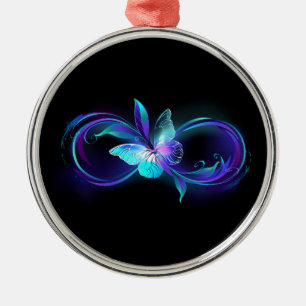 Unendlichkeit mit Zauberschmetterling glänzen Ornament Aus Metall