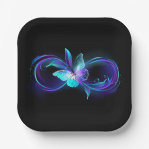 Unendlichkeit mit Zauberschmetterling glänzen Pappteller