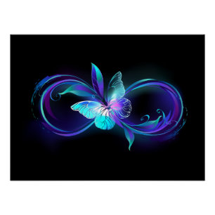 Unendlichkeit mit Zauberschmetterling glänzen Poster