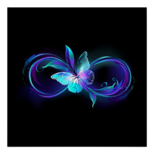 Unendlichkeit mit Zauberschmetterling glänzen Poster