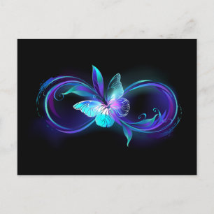 Unendlichkeit mit Zauberschmetterling glänzen Postkarte