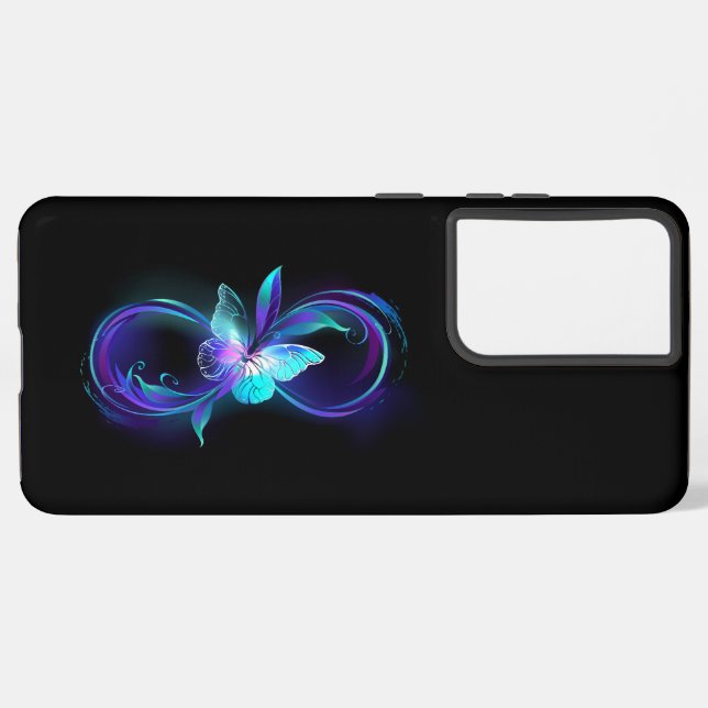 Unendlichkeit mit Zauberschmetterling glänzen Samsung Galaxy Hülle (Linke Seite)