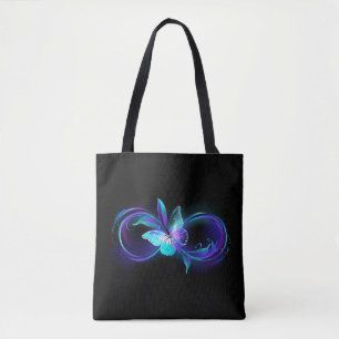 Unendlichkeit mit Zauberschmetterling glänzen Tasche