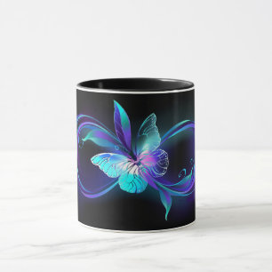 Unendlichkeit mit Zauberschmetterling glänzen Tasse