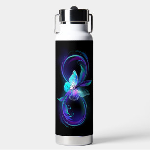 Unendlichkeit mit Zauberschmetterling glänzen Trinkflasche