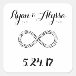 Unendlichkeit Symbol Custom Wedding Einladung Quadratischer Aufkleber