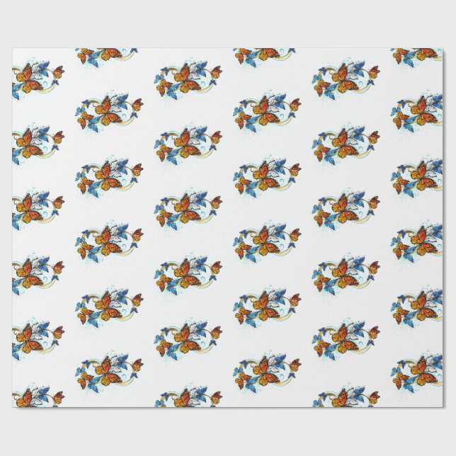 Unendlichkeit von Monarchfaltern Geschenkpapier (Flach)