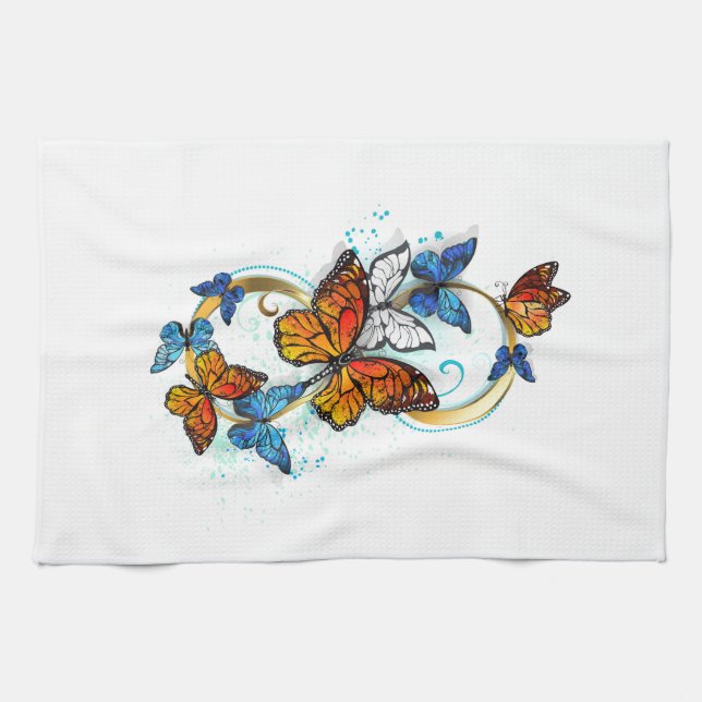 Unendlichkeit von Monarchfaltern Geschirrtuch (Horizontal)