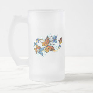 Unendlichkeit von Monarchfaltern Mattglas Bierglas