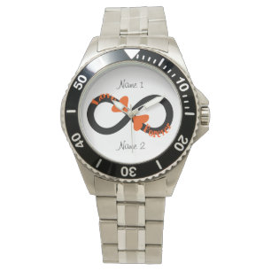 Unendlichkeits-Liebe-Herz-Paar-Uhr fertigen es Armbanduhr