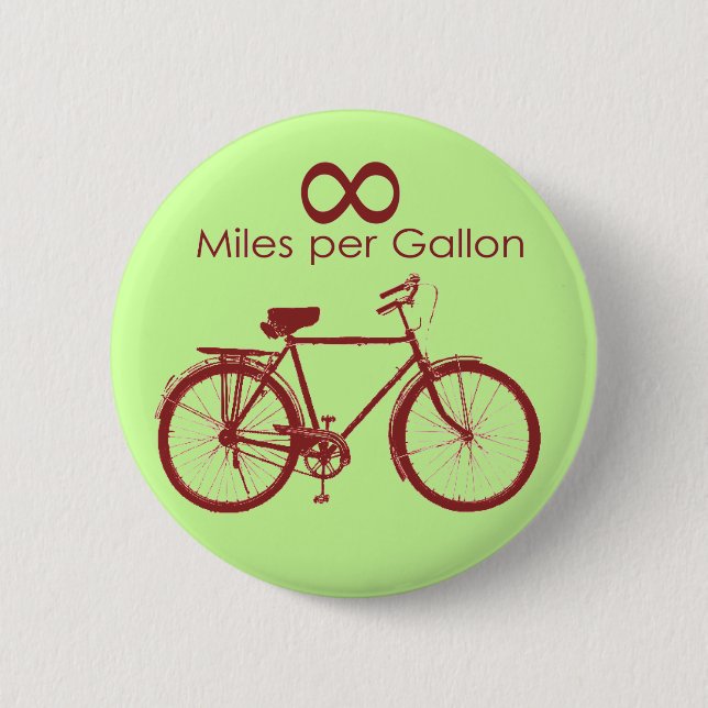 Unendlichkeits-Meilen pro Gallonen-Fahrrad-Knopf Button (Vorderseite)