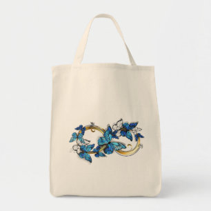 Unendlichkeitssymbol aus blauen Morpho-Schmetterli Tragetasche