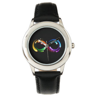 Unendlichkeitssymbol aus Regenbogenkometen Armbanduhr