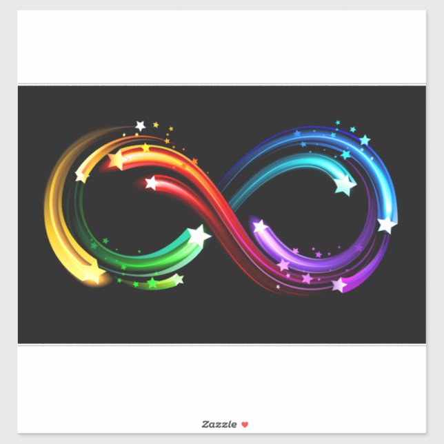 Unendlichkeitssymbol aus Regenbogenkometen Aufkleber (Blatt)