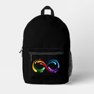 Unendlichkeitssymbol aus Regenbogenkometen Bedruckter Rucksack