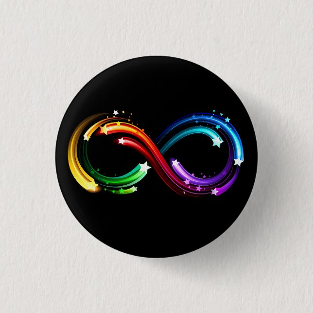 Unendlichkeitssymbol aus Regenbogenkometen Button (Vorderseite)