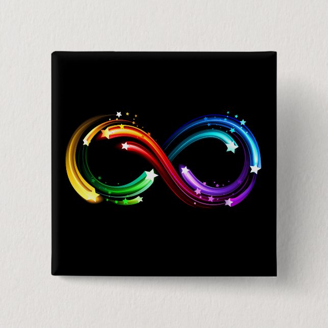 Unendlichkeitssymbol aus Regenbogenkometen Button (Vorderseite)
