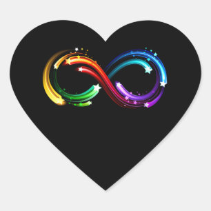 Unendlichkeitssymbol aus Regenbogenkometen Herz-Aufkleber