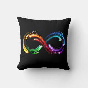 Unendlichkeitssymbol aus Regenbogenkometen Kissen