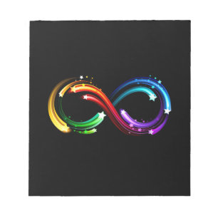 Unendlichkeitssymbol aus Regenbogenkometen Notizblock