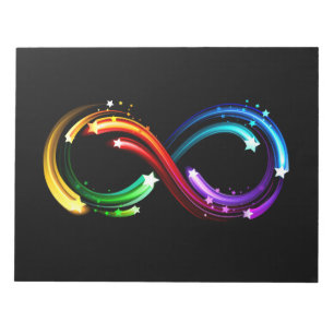 Unendlichkeitssymbol aus Regenbogenkometen Notizblock
