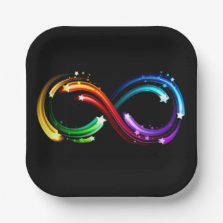 Unendlichkeitssymbol aus Regenbogenkometen Pappteller